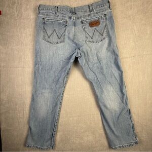 Wrangler Retro‎ Slim Straight Jeans Mens Light Wash Denim Western Blue 88MWZLW